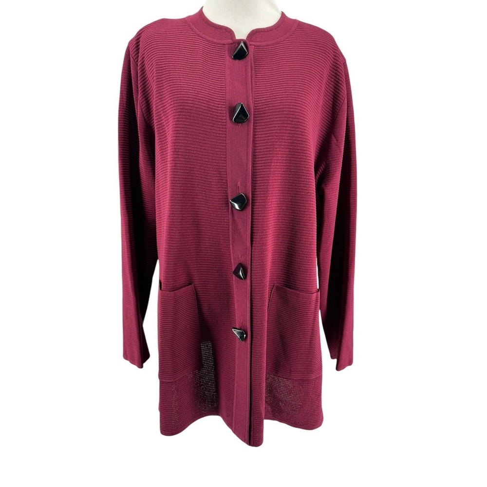Exclusively Misook Women's Winte Pink Longer Length Cardigan Size XL